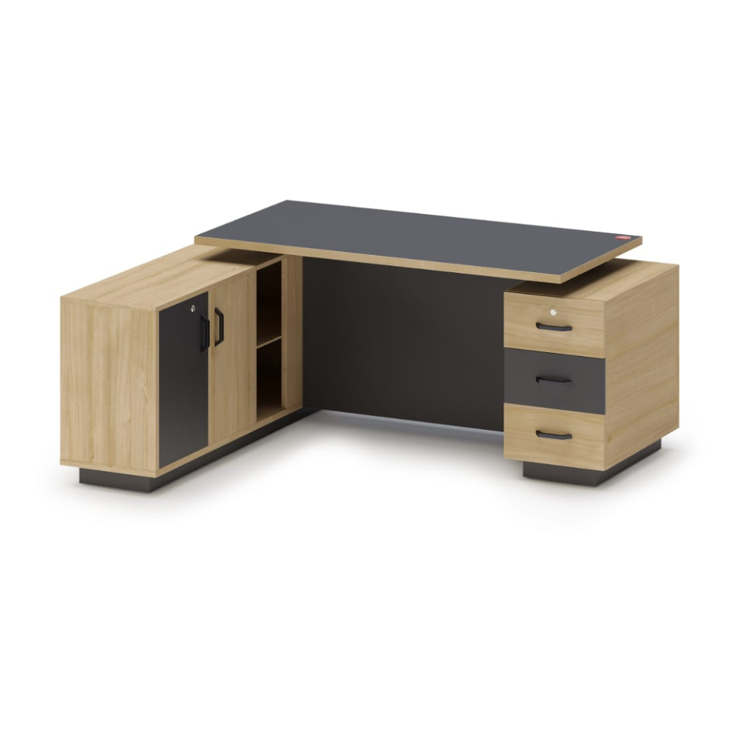 Image of L-Shaped Office Table with a Left-Side Runner Drawer RA412 - View